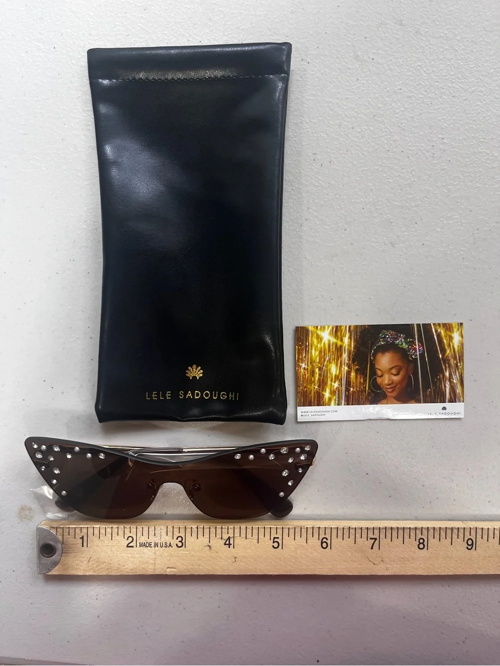 NWT Lele Sadoughi Crystal Embellished Rimless Cat Eye Sunglasses
